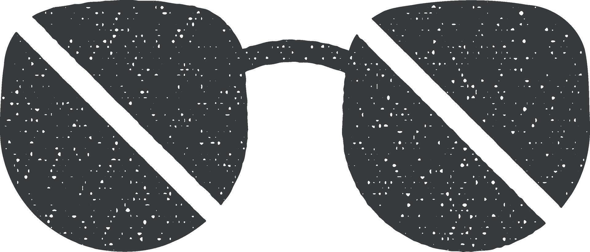 Music festival, accessory, sunglasses icon vector illustration in stamp style