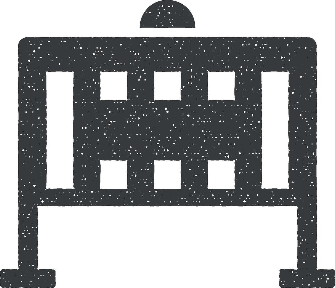 Music festival, fence, yard, security icon vector illustration in stamp style
