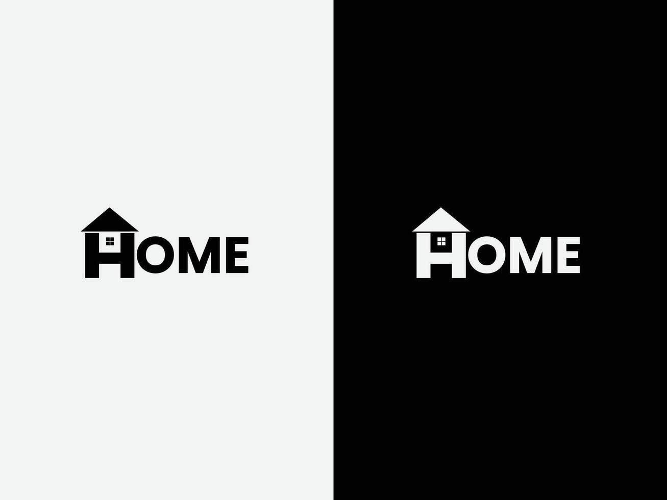 Home text logo design.  H letter with home vector