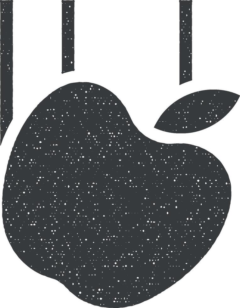 laboratory, newton apple icon vector illustration in stamp style