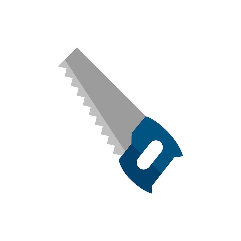 Hand saw icon in flat color style. Carpenter tool equipment manual construction traditional vector