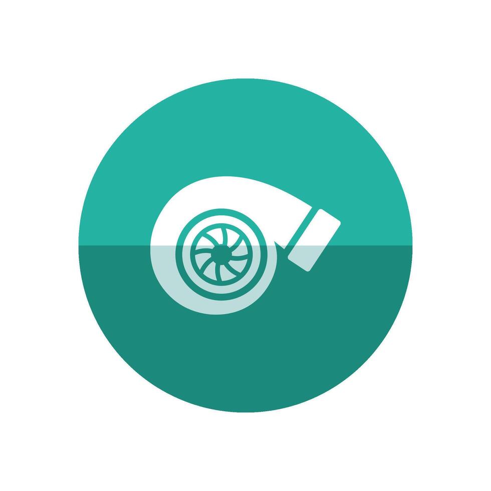 Turbo charger icon in flat color circle style. Automobile car sport speed boost engine machine vector