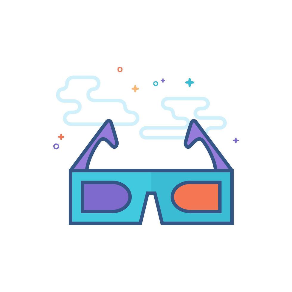 3d lentes icono plano color estilo vector ilustración