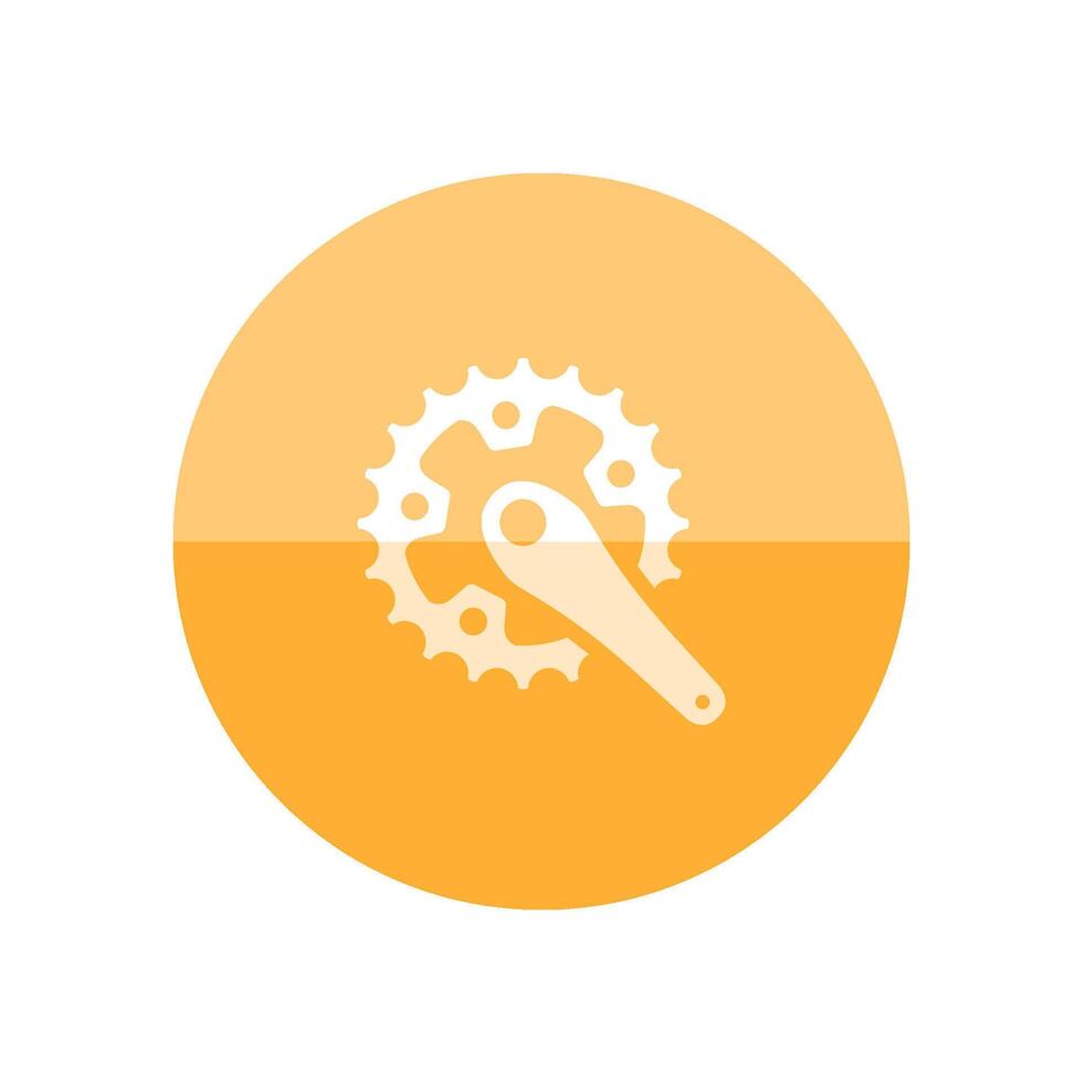 Bicycle crank set icon in flat color circle style. Bicycle cycling road race sport rotor pedal vector