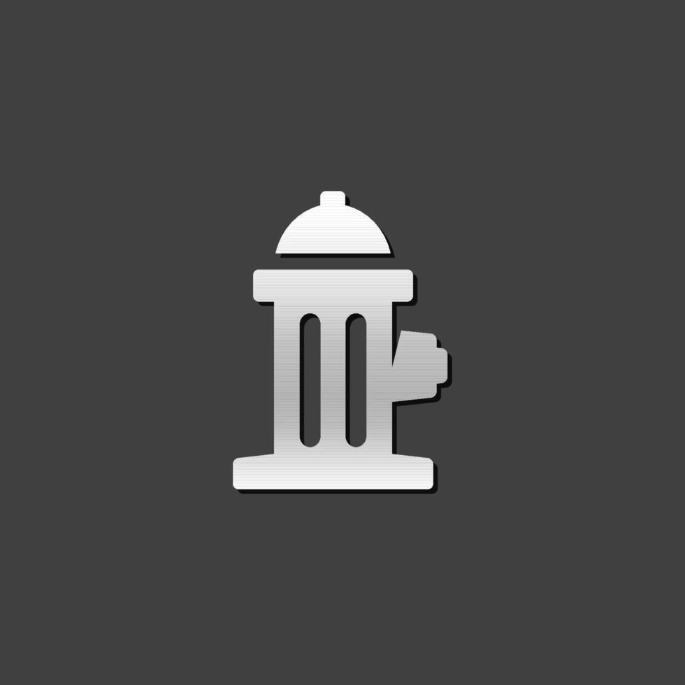 Hydrant icon in metallic grey color style. Fireman equipment water source vector