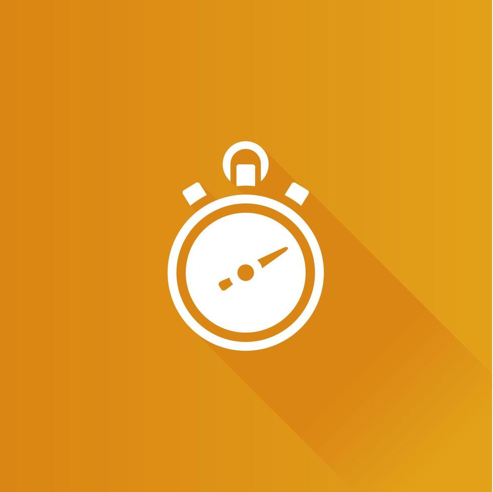 Stopwatch flat color icon long shadow vector illustration
