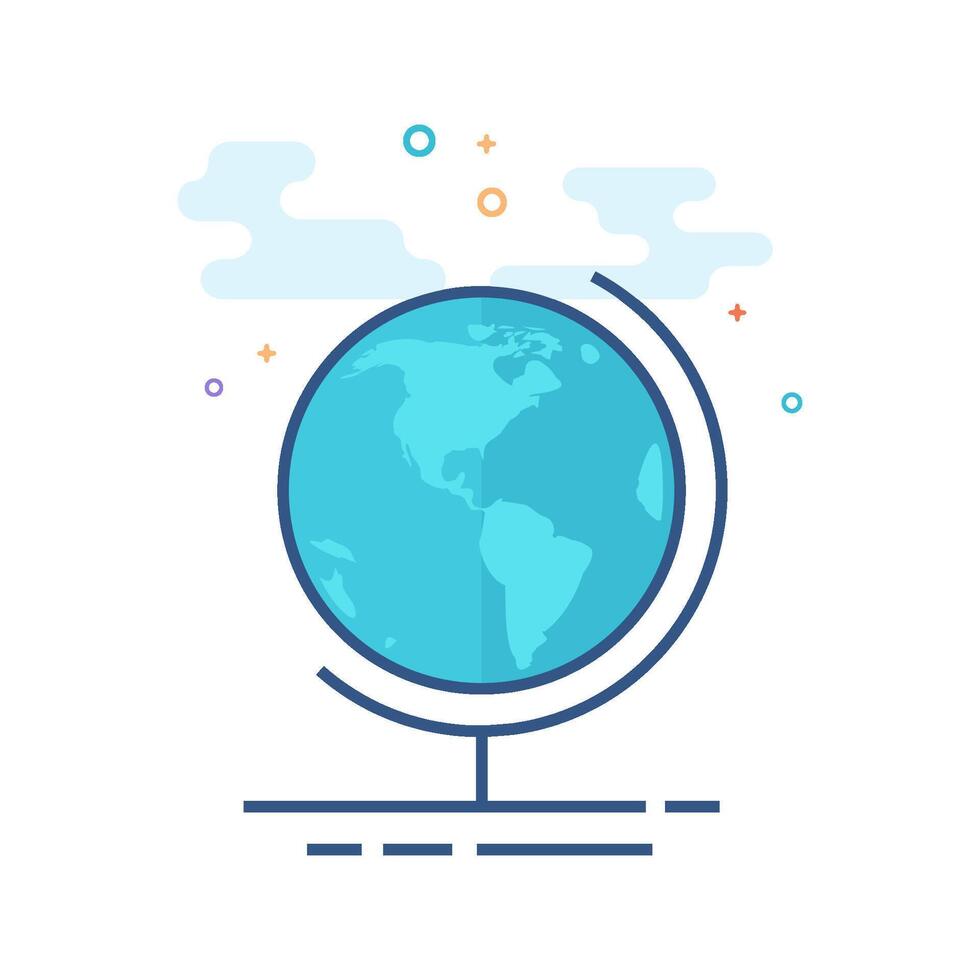 Globe icon flat color style vector illustration