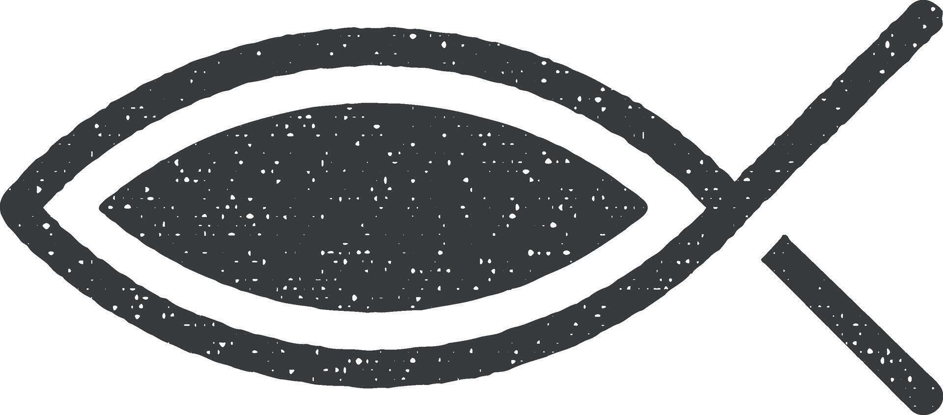 Ichthys icon vector illustration in stamp style