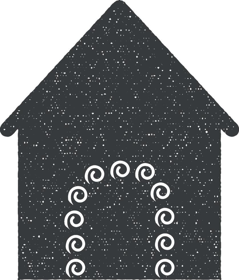 pan de jengibre casa icono vector ilustración en sello estilo