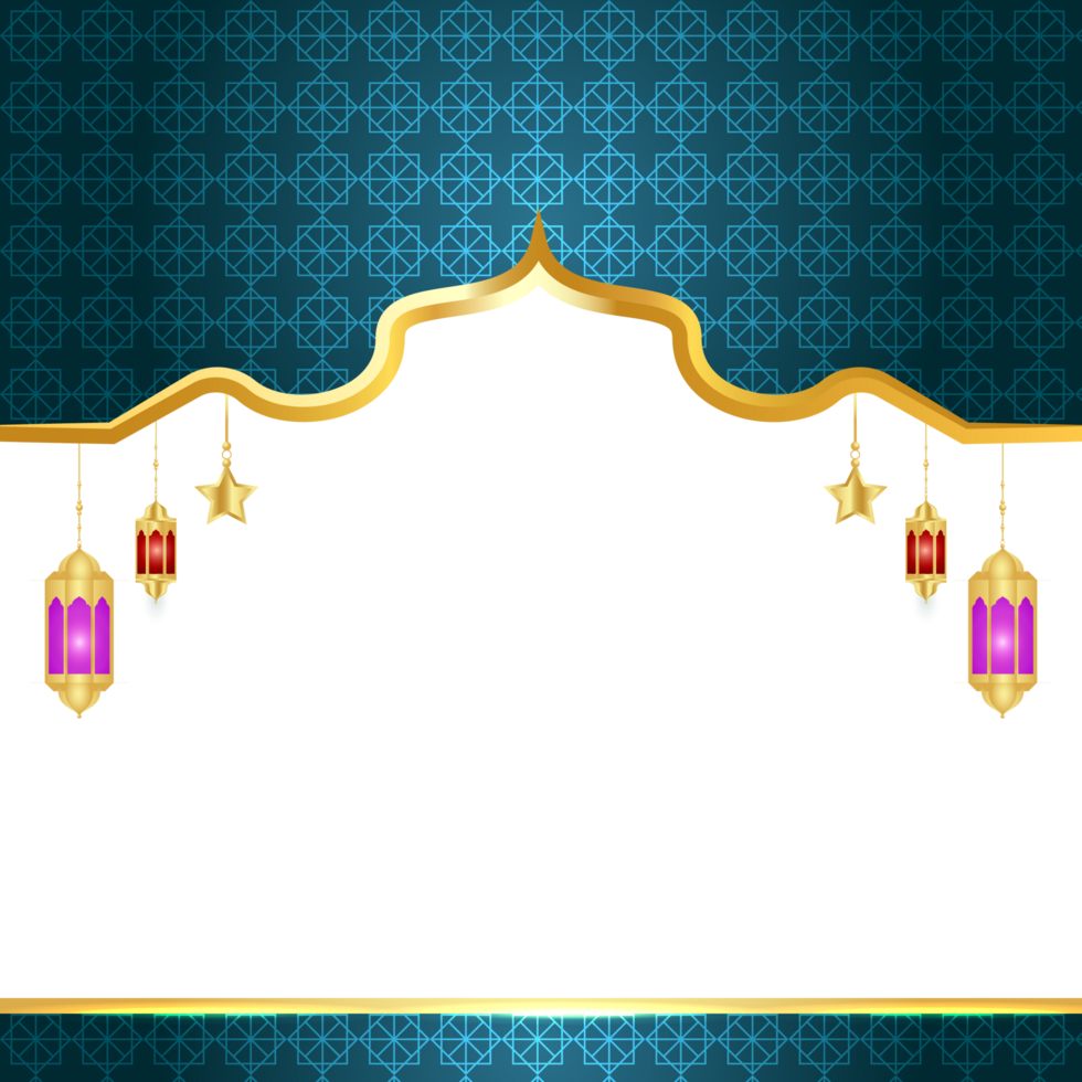 Arabic Islamic Arch Green and Golden Luxury Ornamental Background with Islamic Pattern Frame png