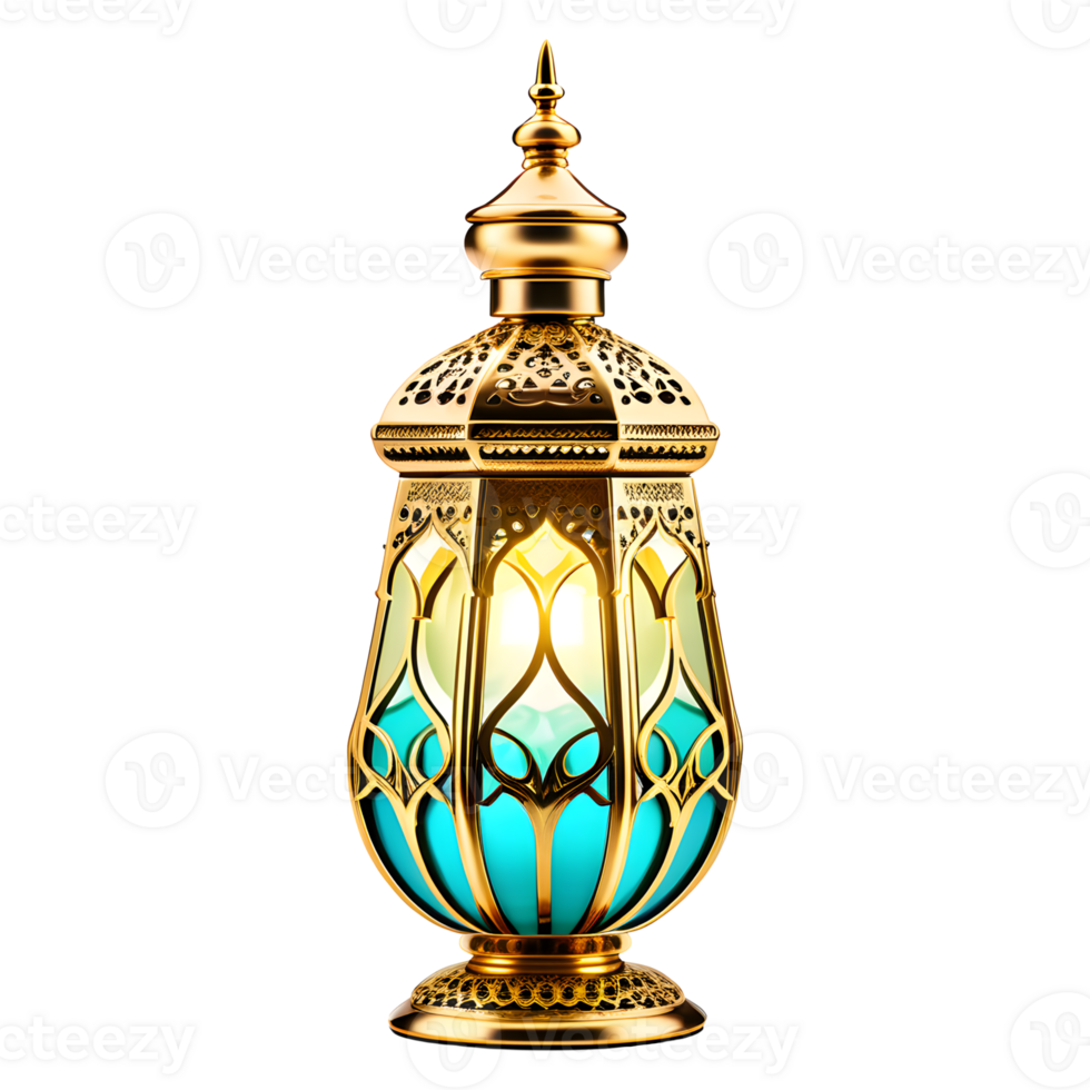 AI generated Islamic Ramadan Lantern Lamp Isolated on Transparent Background png