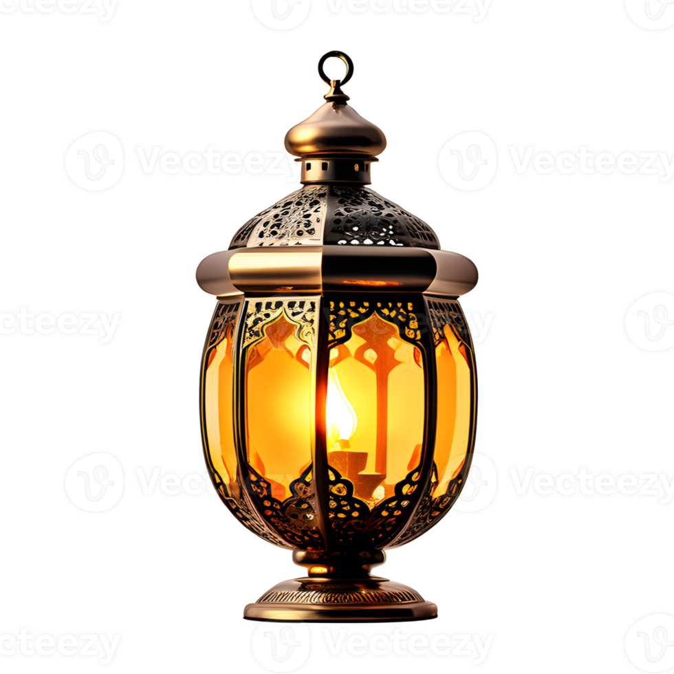 AI generated Islamic Ramadan Lantern Lamp Isolated on Transparent Background png