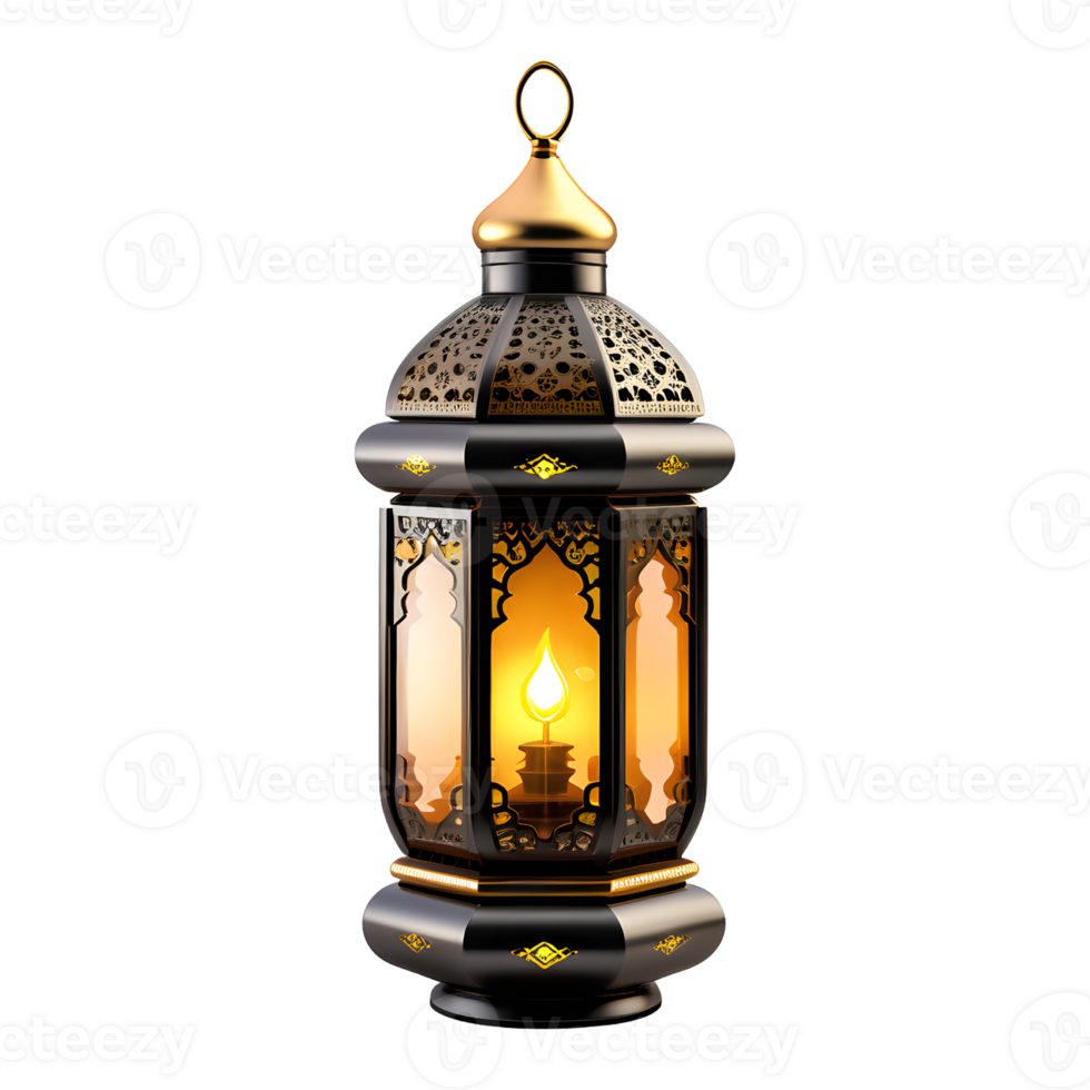 AI generated Islamic Ramadan Lantern Lamp Isolated on Transparent Background png