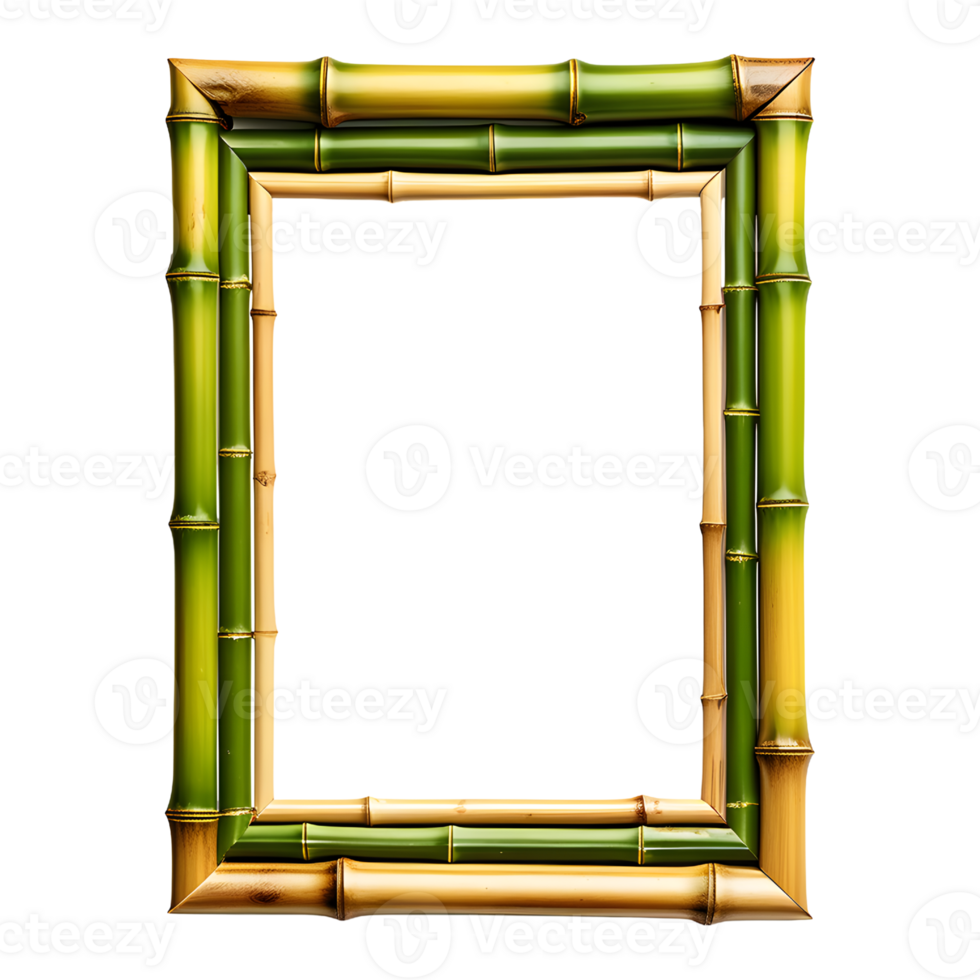 ai generiert Grün Bambus Rahmen isoliert auf transparent Hintergrund png