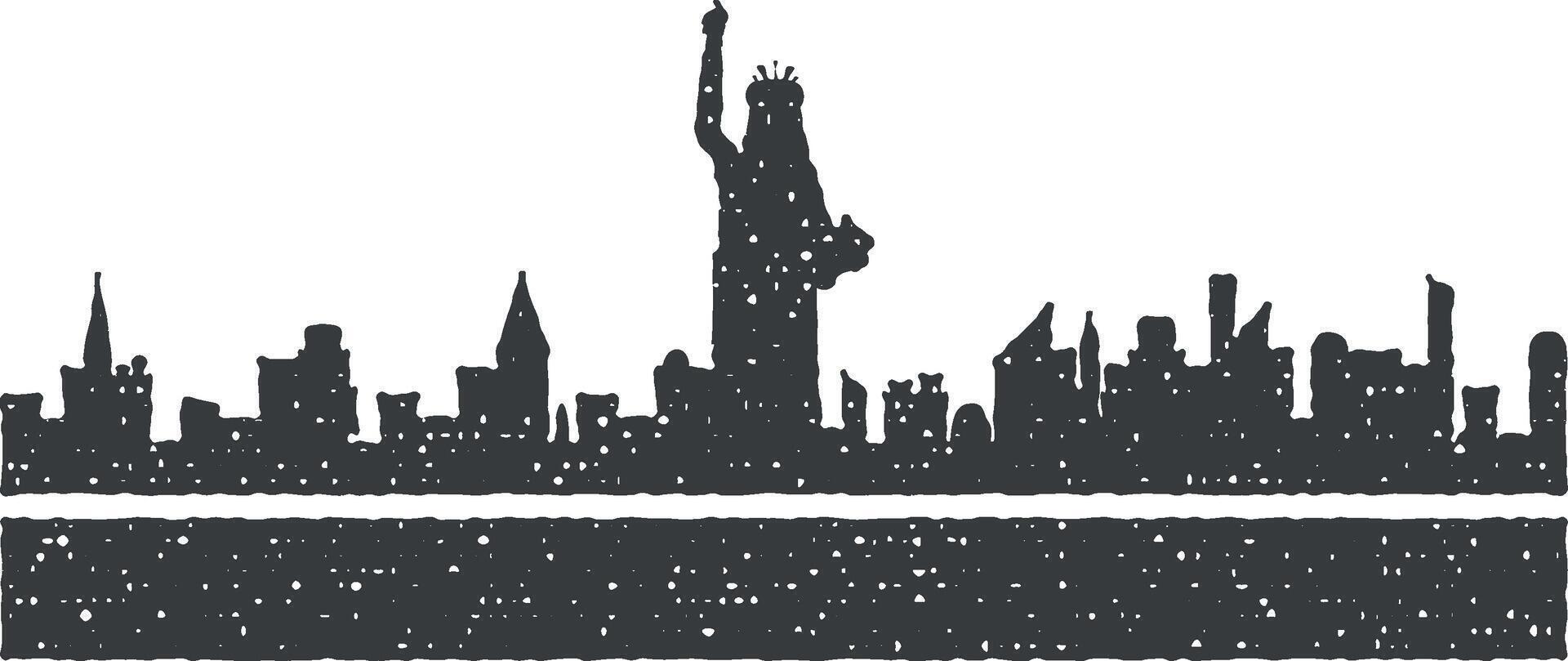 New York detailed skyline icon vector illustration in stamp style