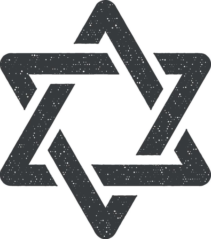 Star of David icon vector illustration in stamp style