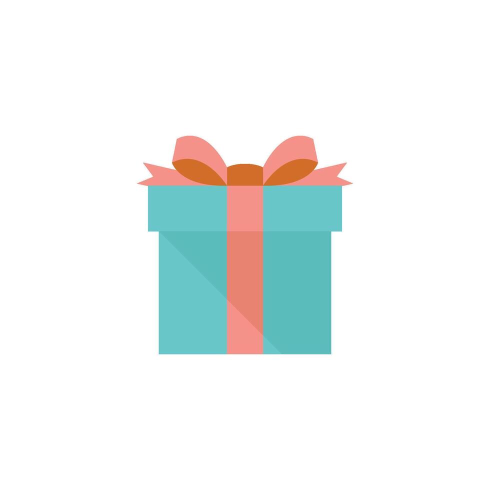 Gift box icon in flat color style. Prize birthday Christmas holiday vector