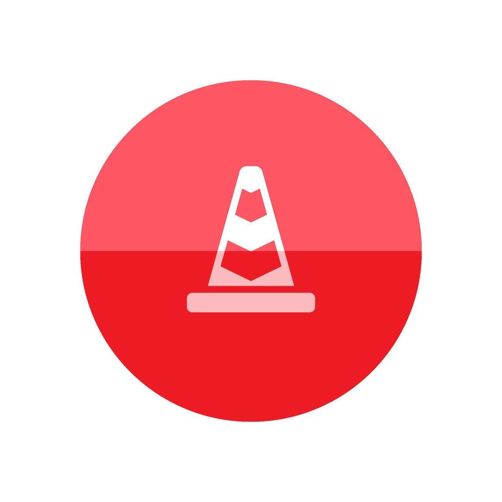 Traffic cone icon in flat color circle style. Road construction warning alert internet web page under construction vector