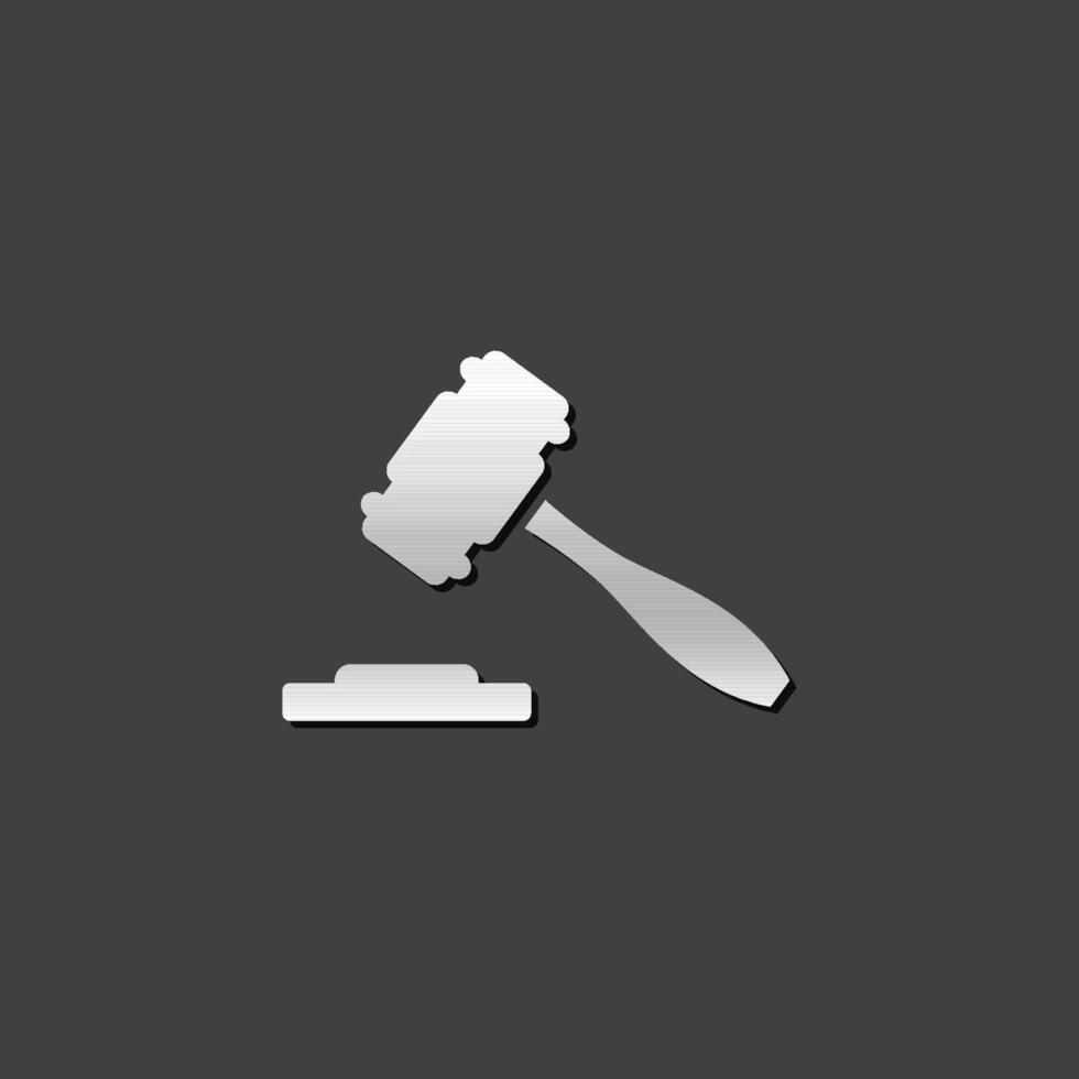 Wood hammer icon in metallic grey color style. Law justice judge vector