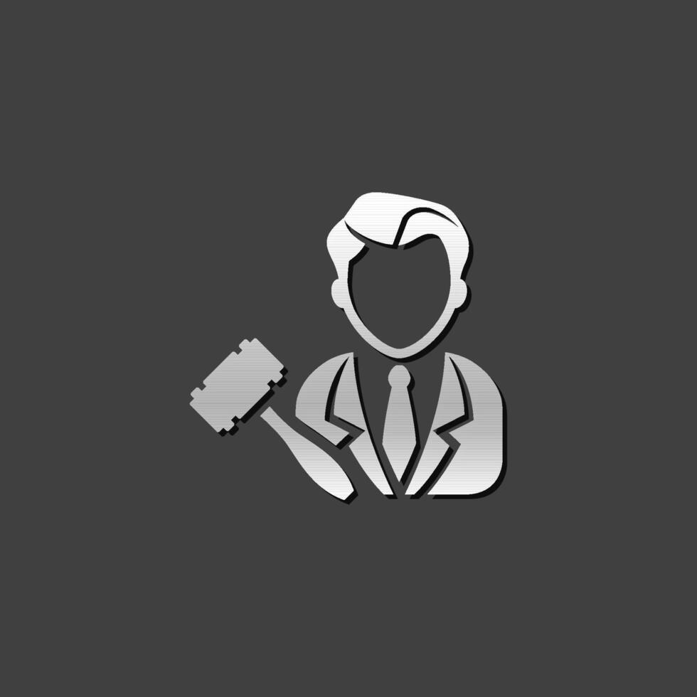 Auctioneer icon in metallic grey color style. Business auction bidding marketplace vector