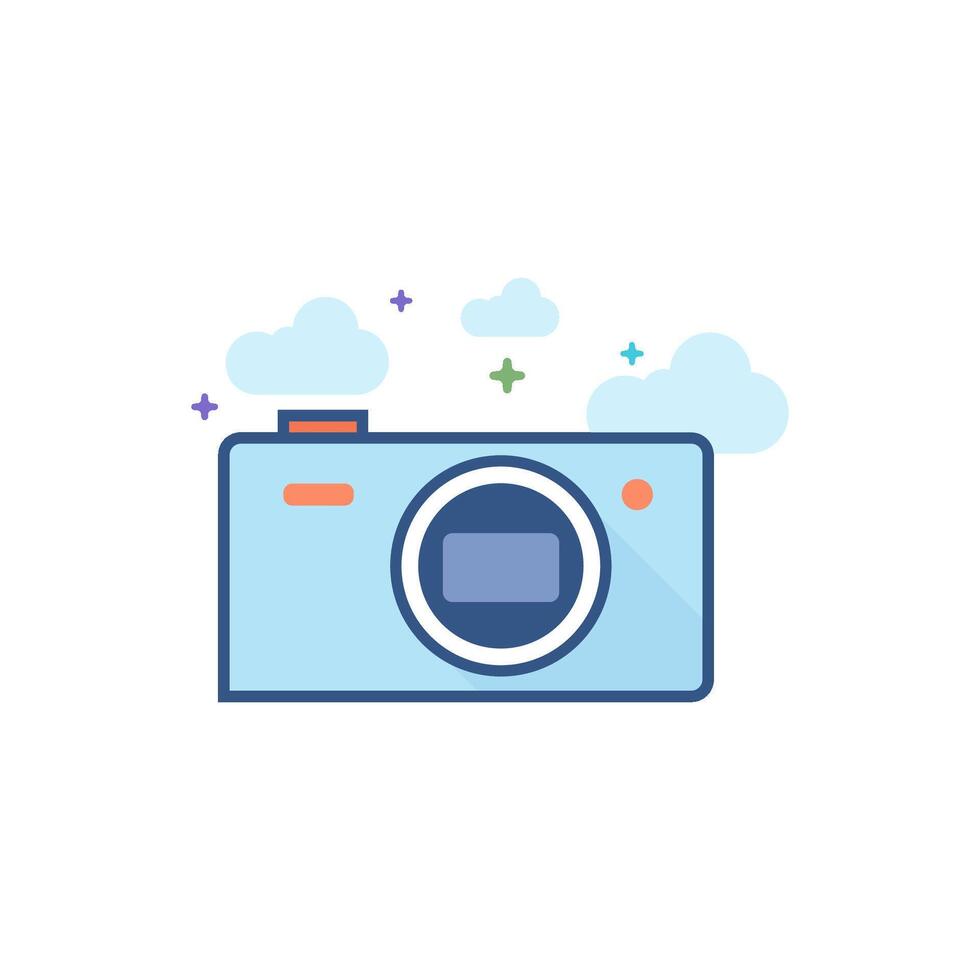 Camera icon flat color style vector illustration