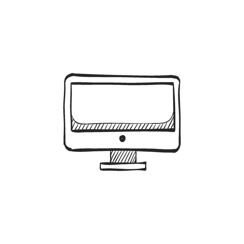 mano dibujado bosquejo icono computadora monitor vector