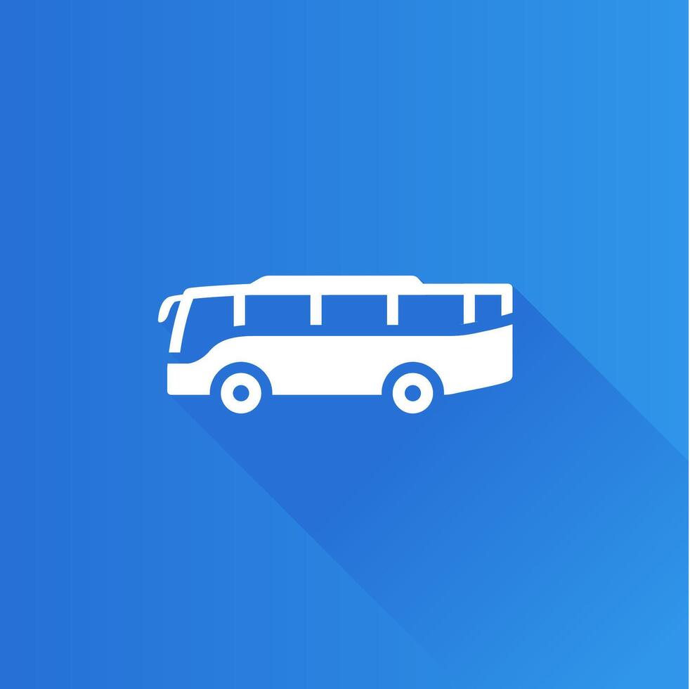 Bus flat color icon long shadow vector illustration