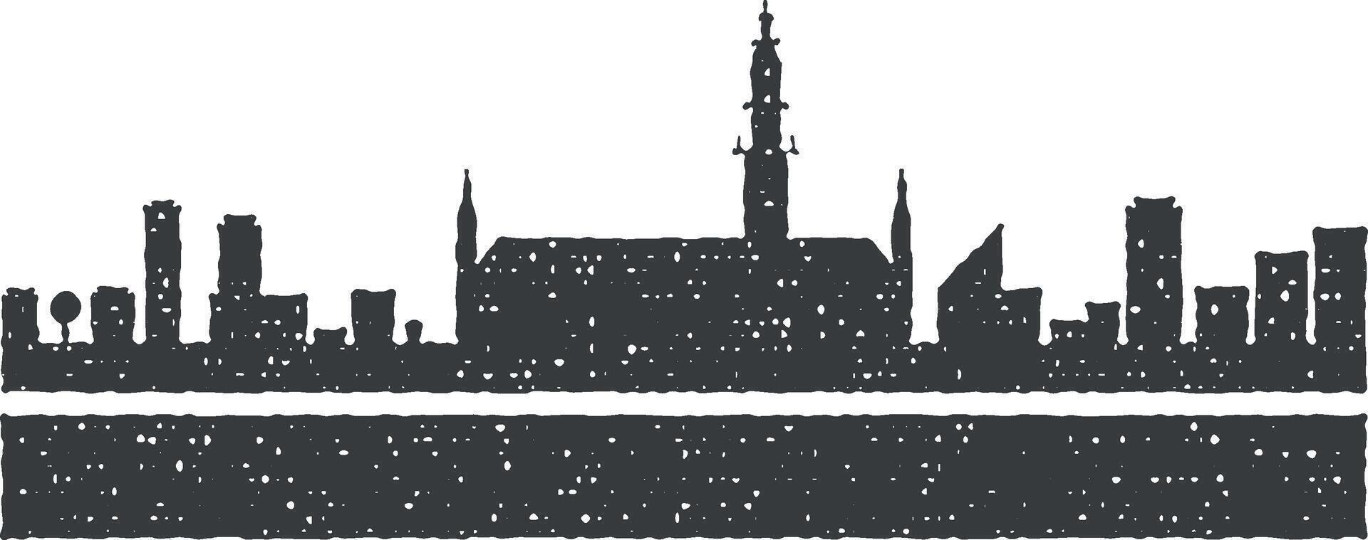 Bruselas detallado horizonte icono vector ilustración en sello estilo