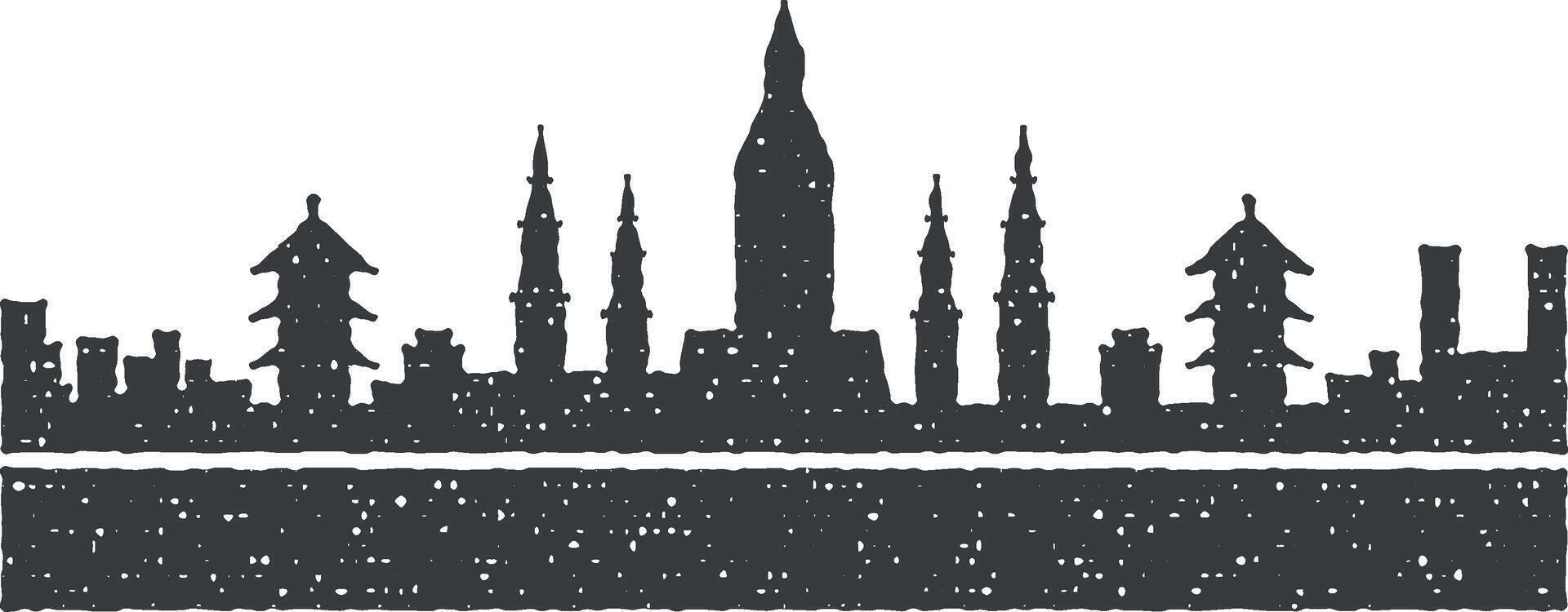 Bangkok detailed skyline icon vector illustration in stamp style