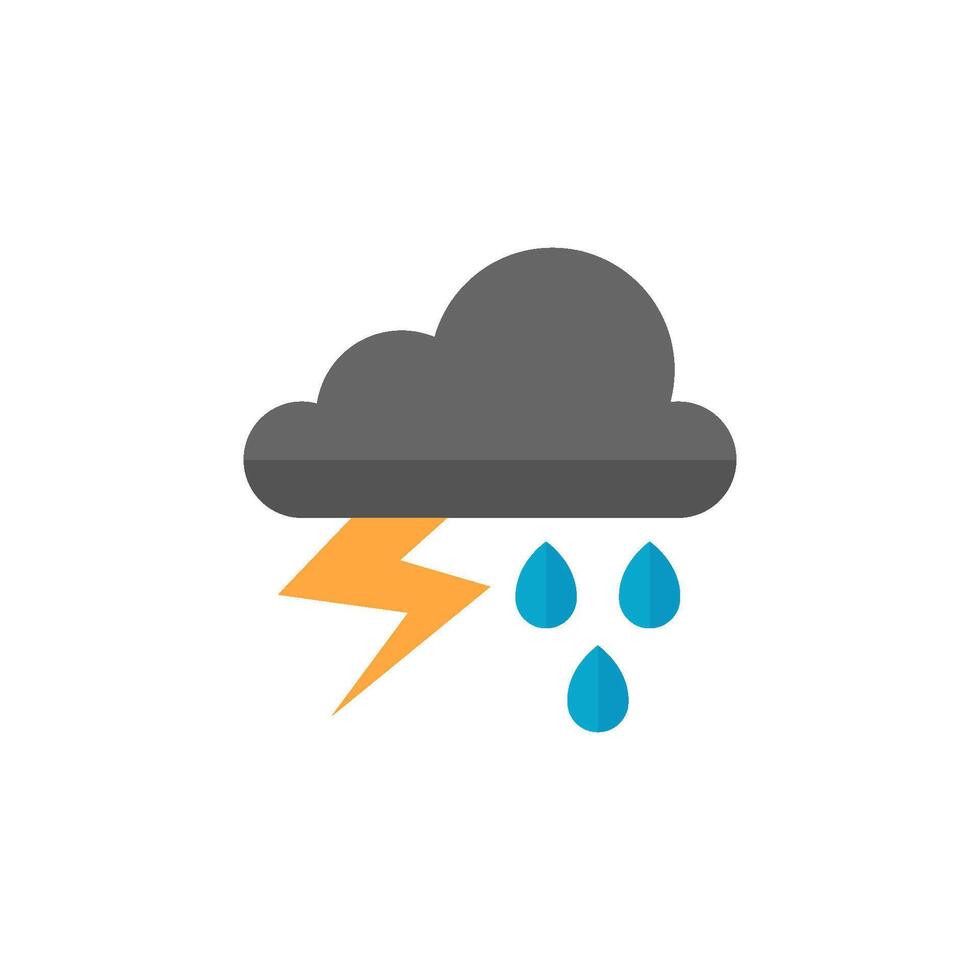 Weather overcast storm icon in flat color style. Nature forecast thunder vector