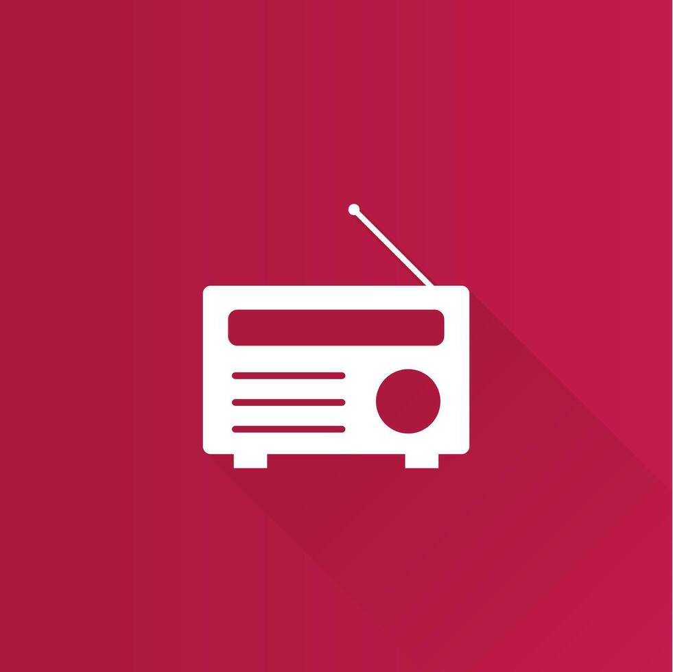 Radio flat color icon long shadow vector illustration