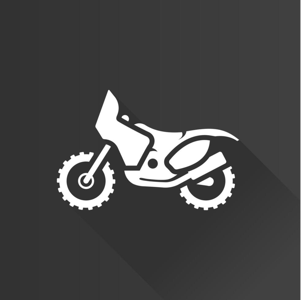 motocross plano color icono largo sombra vector ilustración