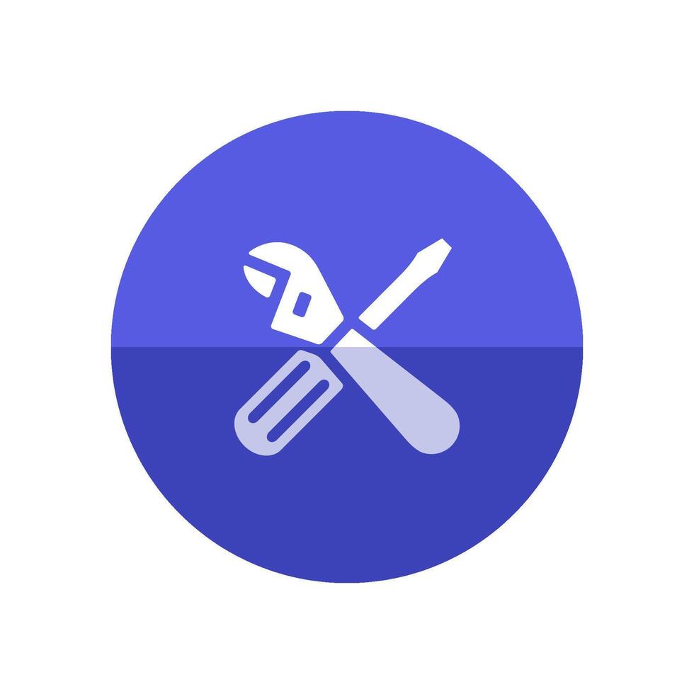Mechanic tools icon in flat color circle style. Wrench screw driver mechanic setting maintenance professional setting vector