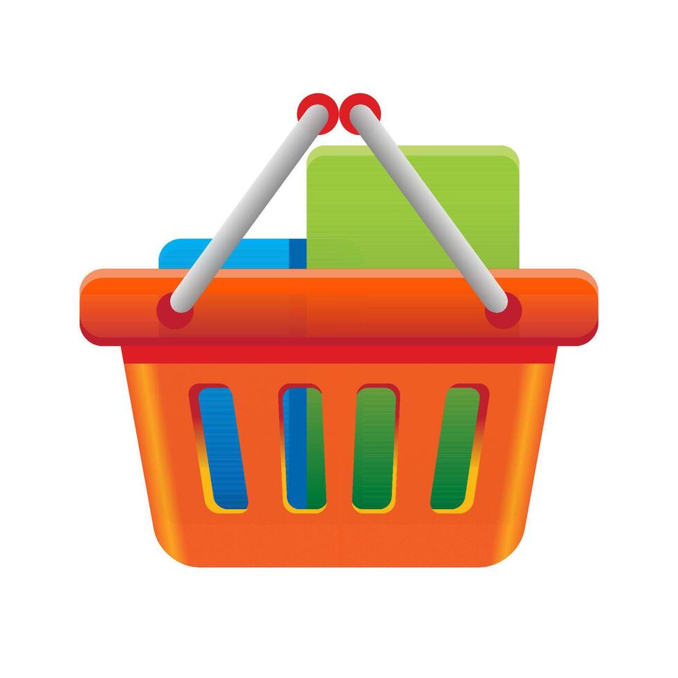 Shopping basket icon in color. Buying e commerce vector