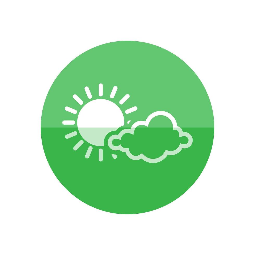 Weather forecast partly sunny icon in flat color circle style. vector