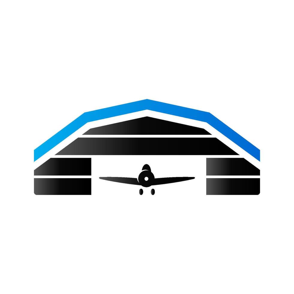 Airplane hangar icon in duo tone color. Aviation maintenance building vector