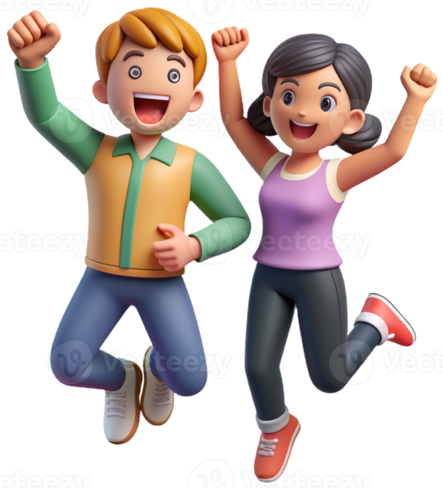 a couple having fun 3d png