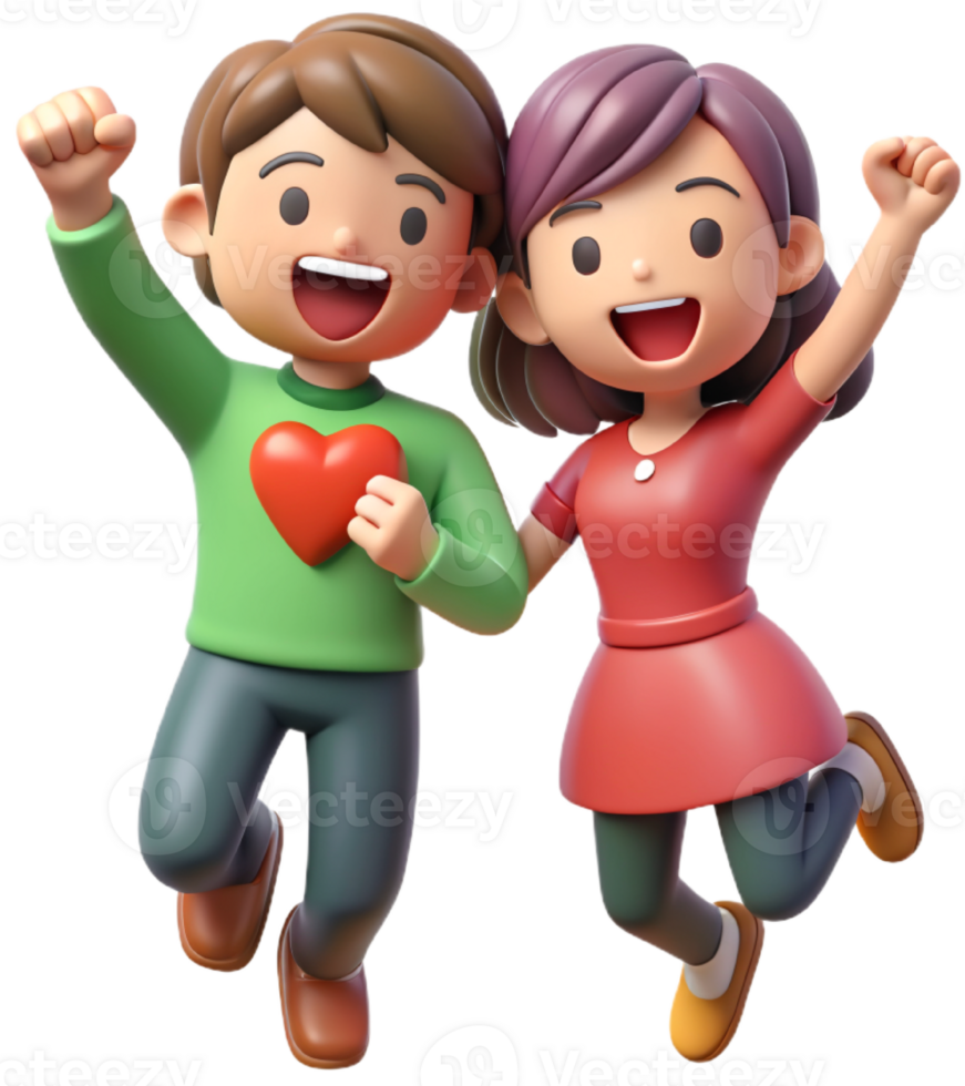 a couple having fun 3d png