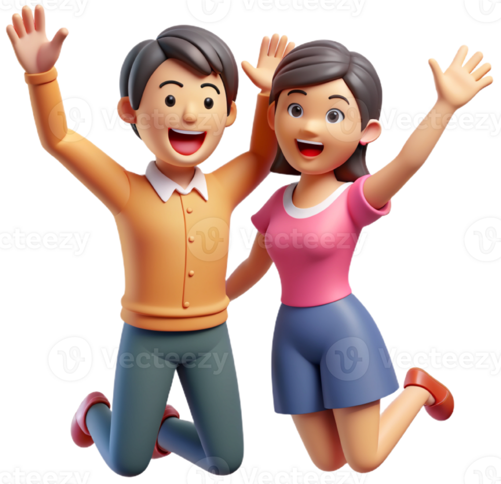 a couple having fun 3d png