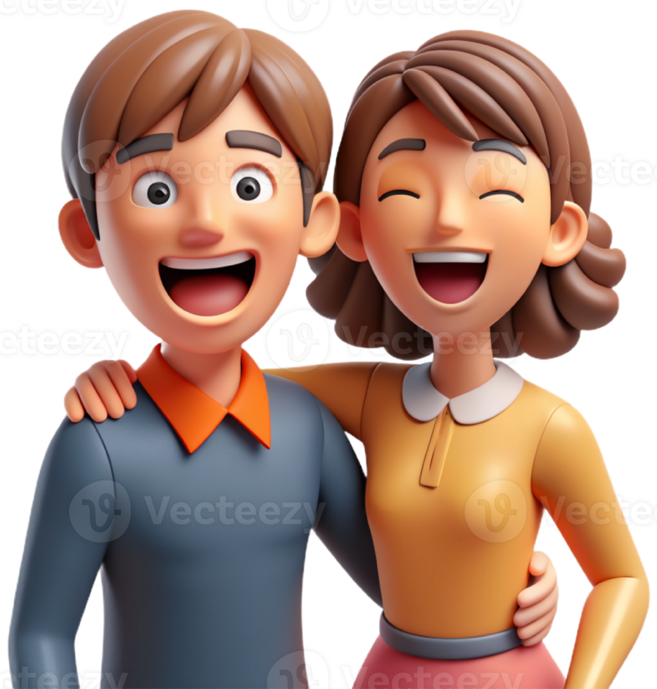 a couple having fun 3d png