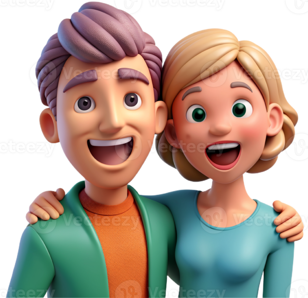 a couple having fun 3d png