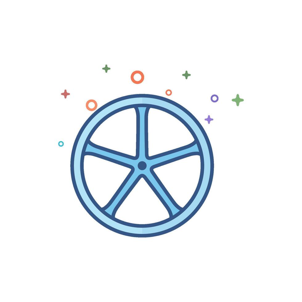 Bicycle wheel icon flat color style vector illustration