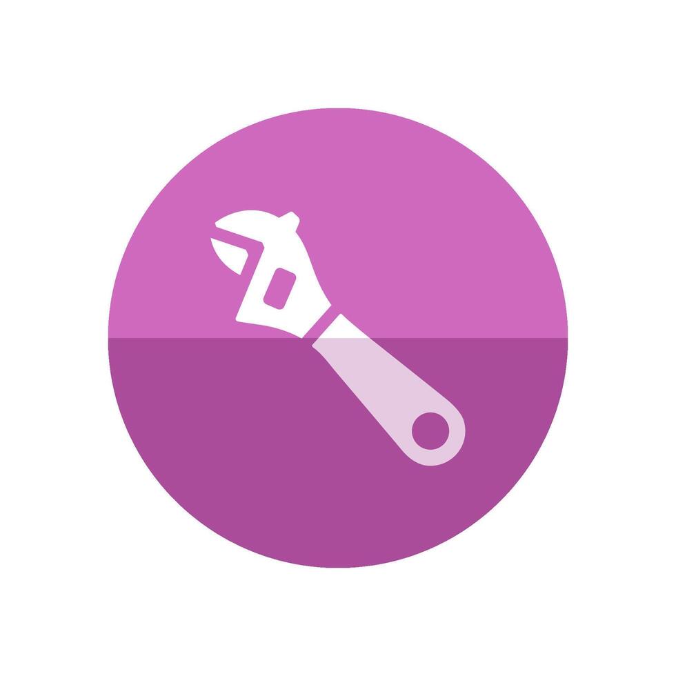 Wrench icon in flat color circle style. Adjustable tool metal workshop machine repair vector
