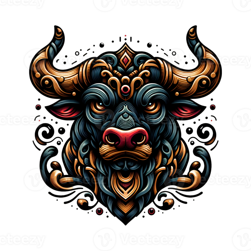 AI generated Illustration of a scary bull's head png