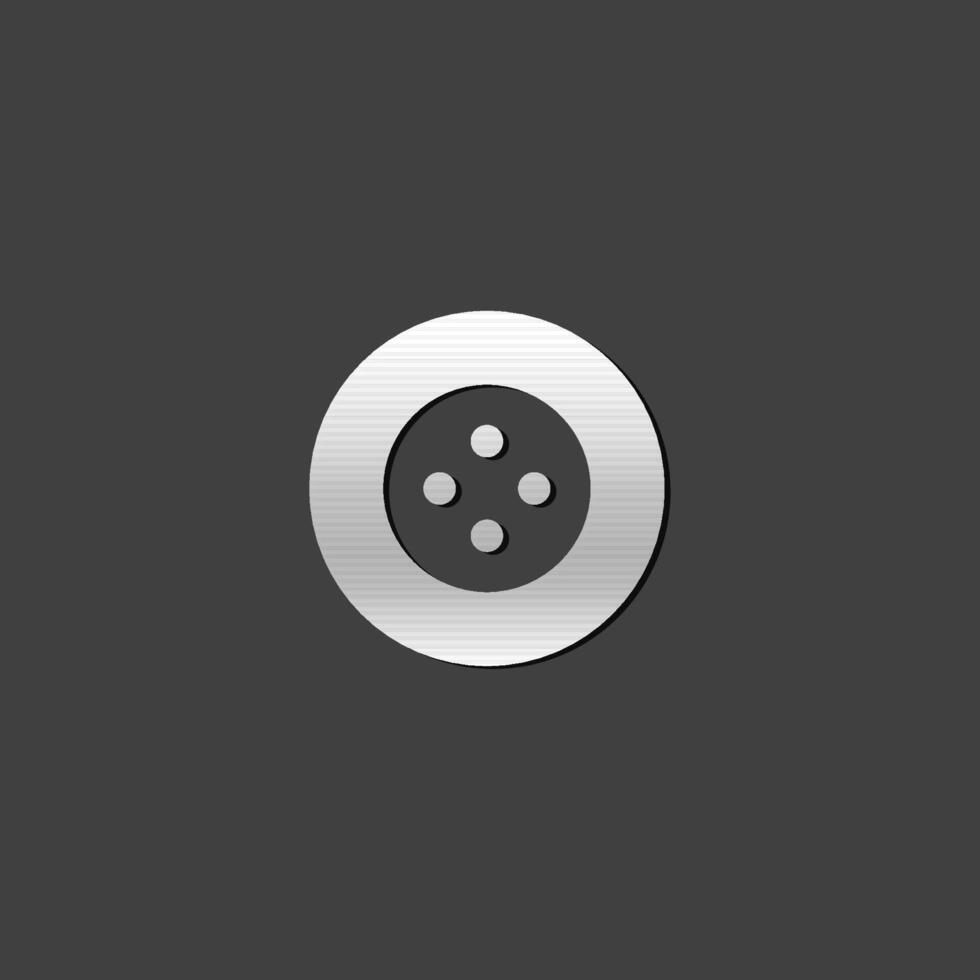 Button icon in metallic grey color style. Fashion tailor dressmaker vector