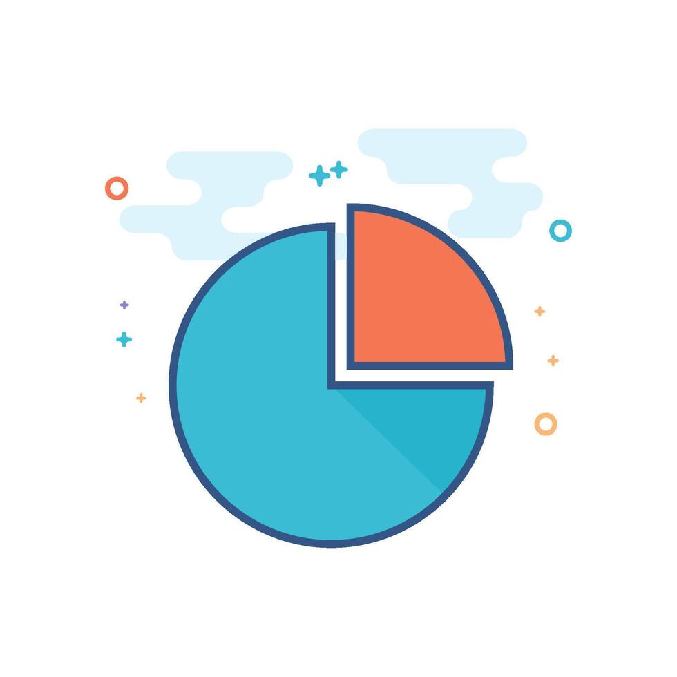 Pie chart icon flat color style vector illustration