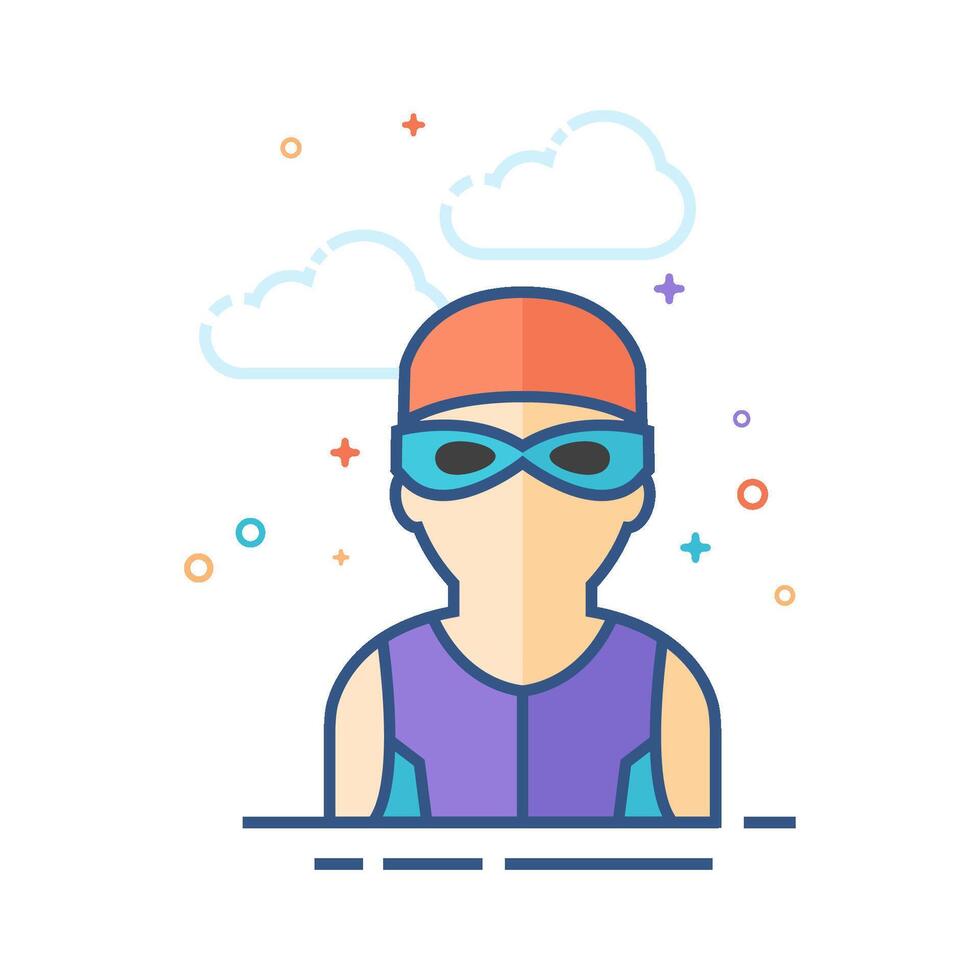 Swimming athlete icon flat color style vector illustration