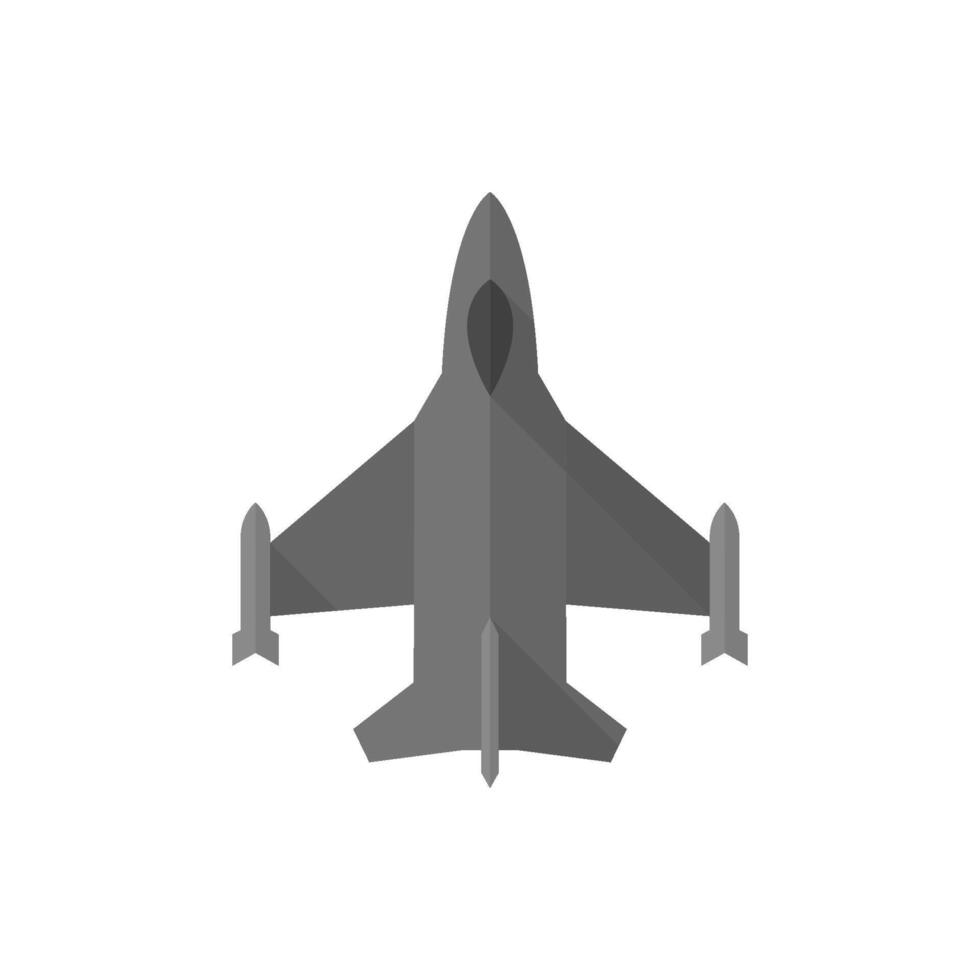 Fighter jet icon in flat color style. Aircraft military attack avionics vector