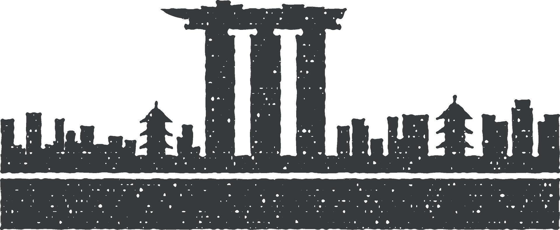 Singapore detailed skyline icon vector illustration in stamp style