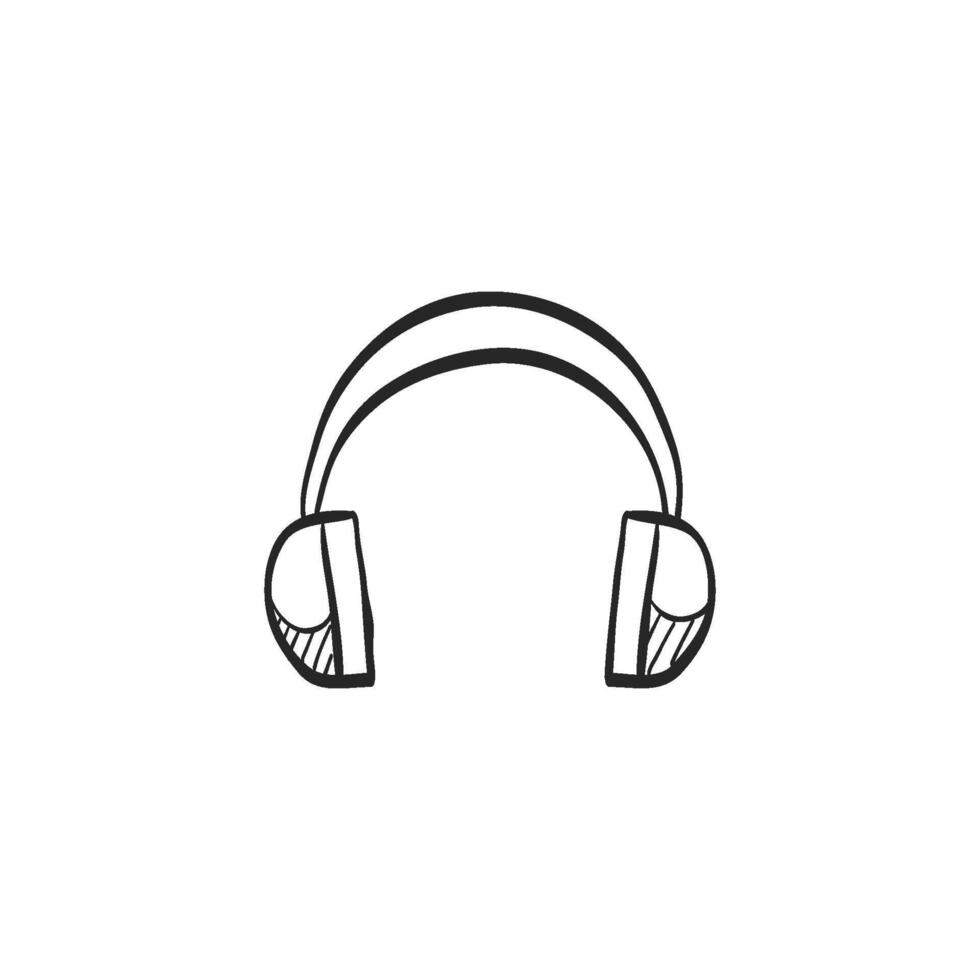 Hand drawn sketch icon headset audio vector